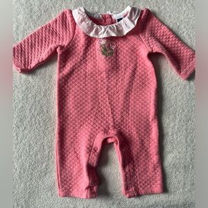 Janie & Jack one piece romper, quilted, muted pink, ruffle collar sz 0-3 mo